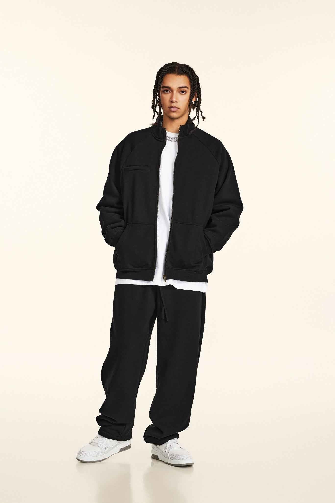 Minimalist Drop-Shoulder Zip Coat