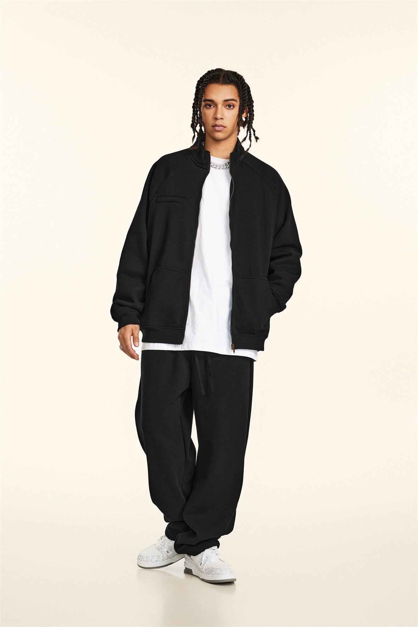 Minimalist Drop-Shoulder Zip Coat