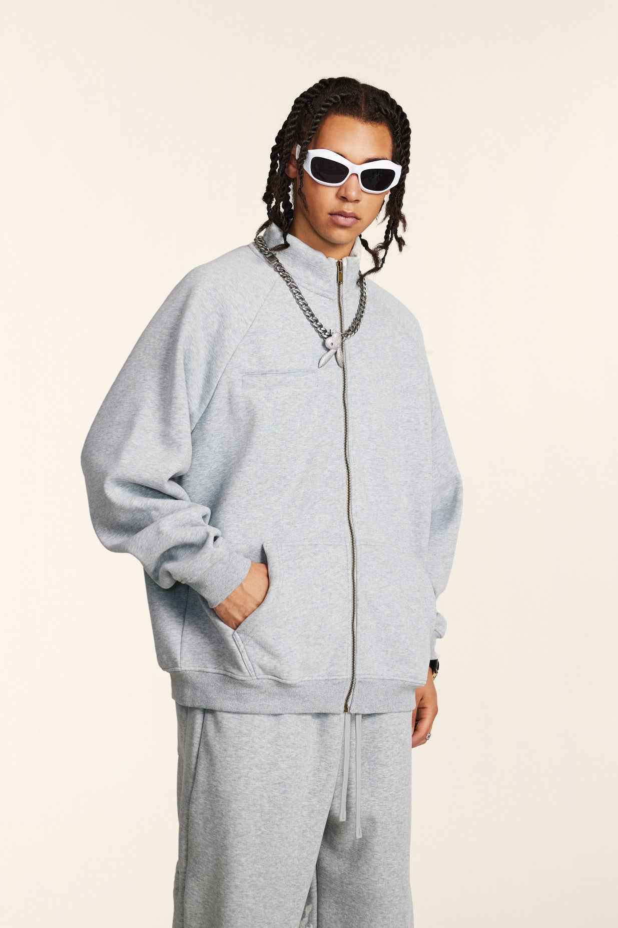 Minimalist Drop-Shoulder Zip Coat