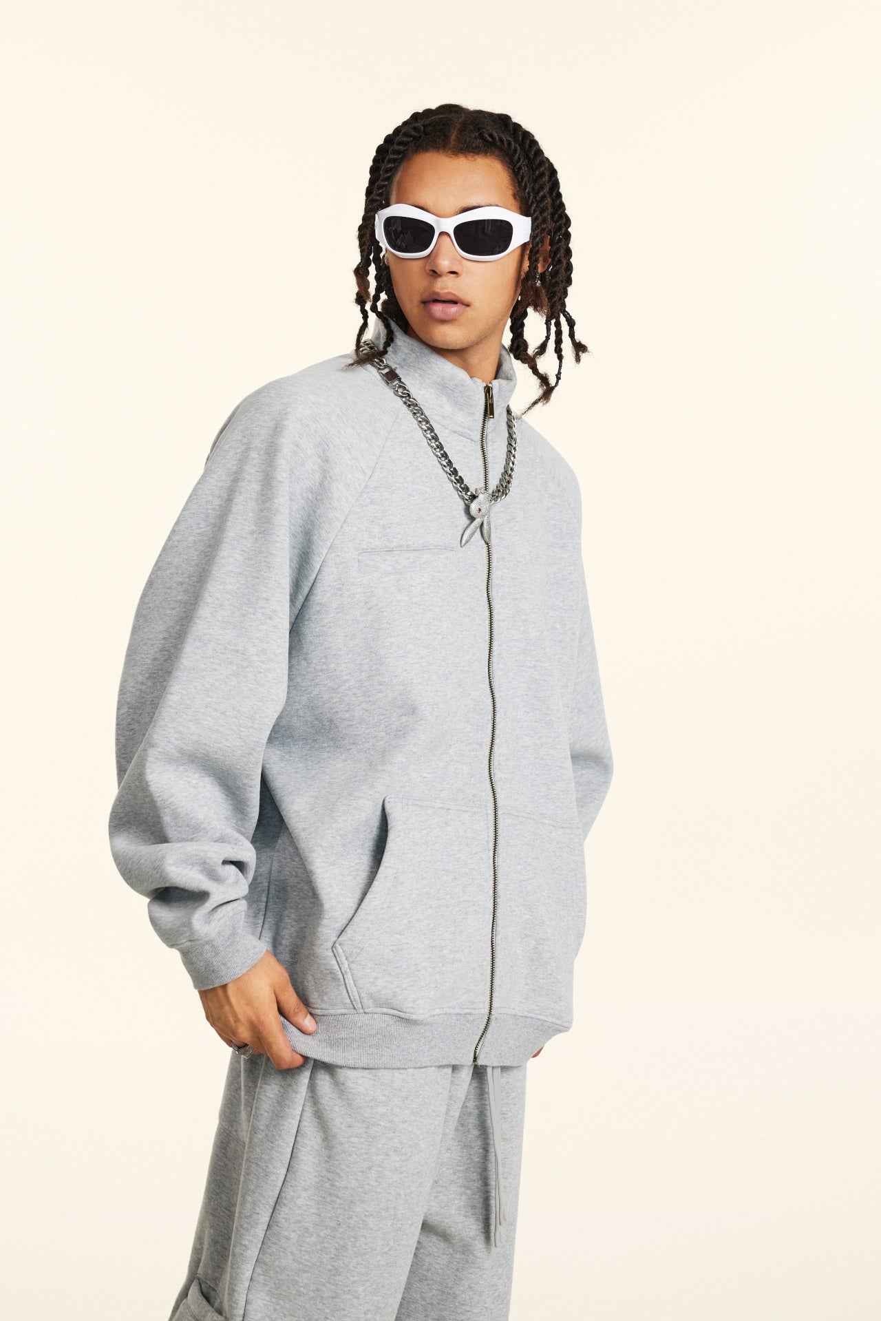 Minimalist Drop-Shoulder Zip Coat