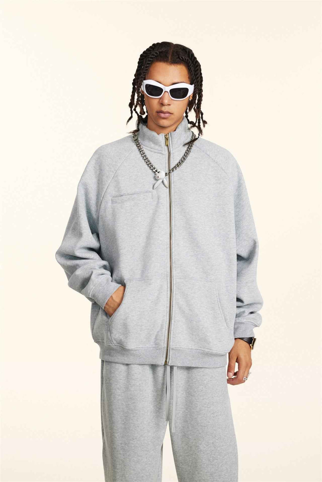 Minimalist Drop-Shoulder Zip Coat