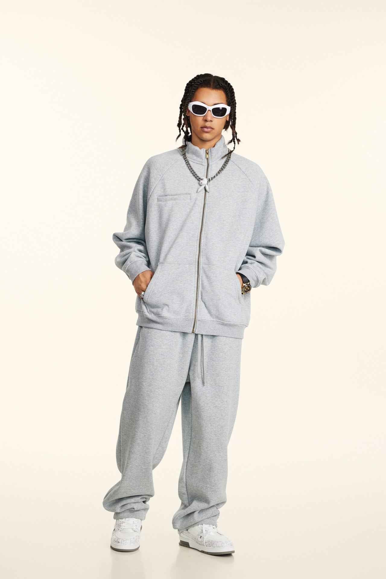 Minimalist Drop-Shoulder Zip Coat