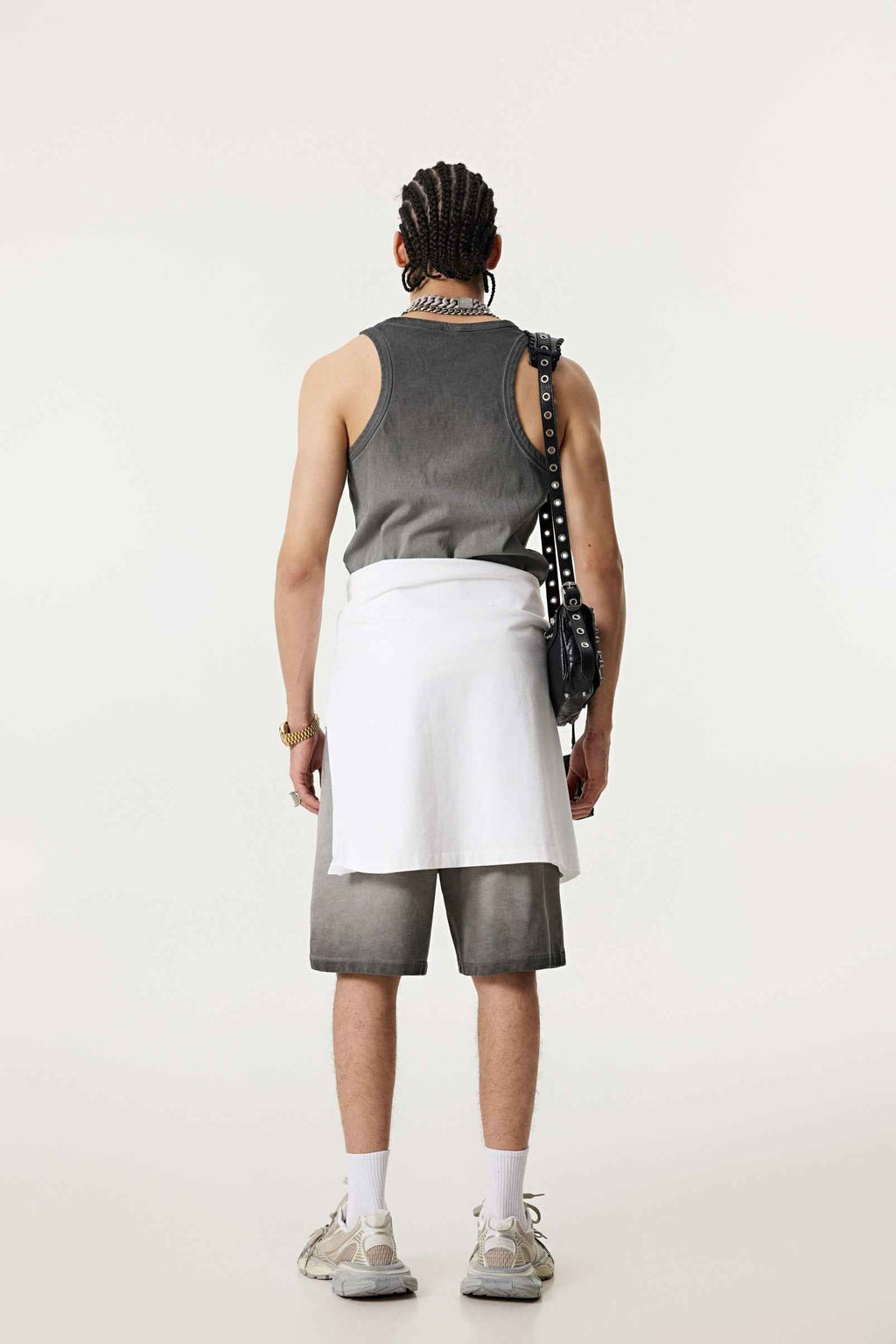 350GSM Men's Fried-Color Stretch Ribbed Muscle Tee