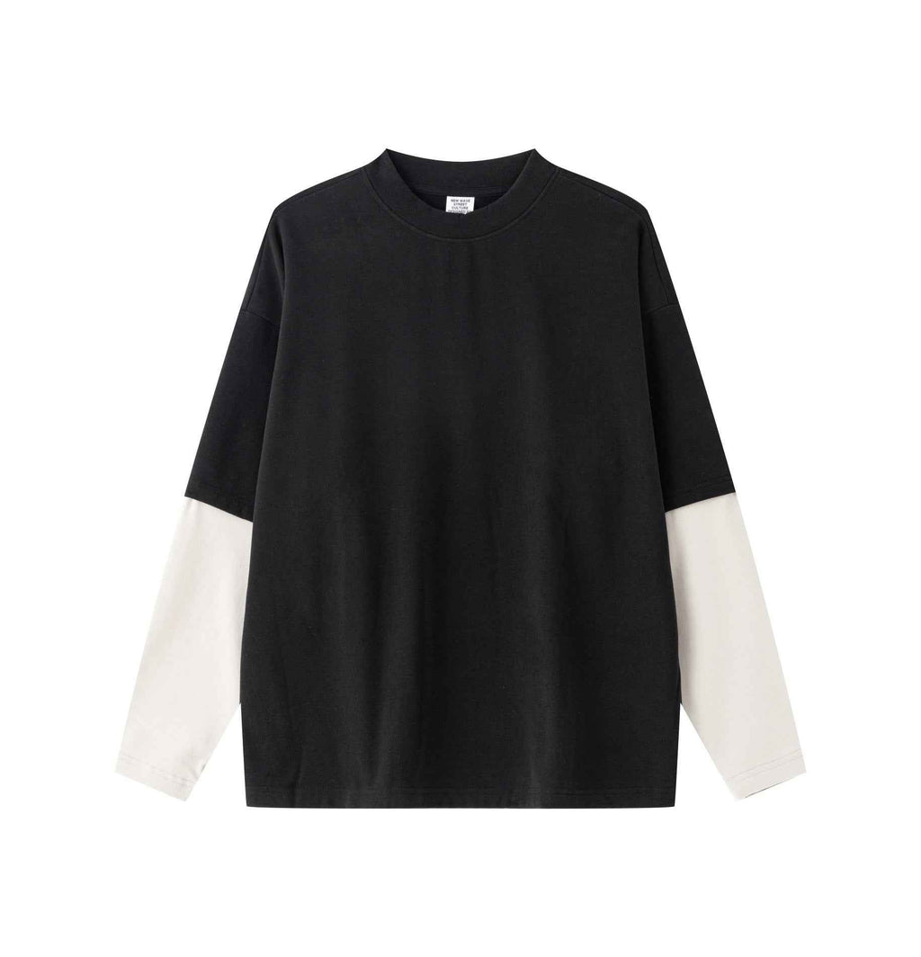 320GSM Unisex Faux Layered Solid Color Base Layer Long-Sleeve Tee