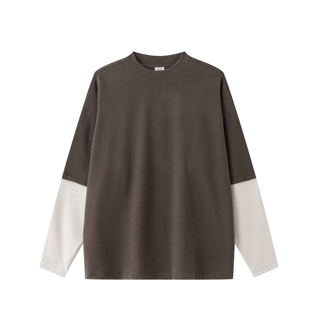 320GSM Unisex Faux Layered Solid Color Base Layer Long-Sleeve Tee