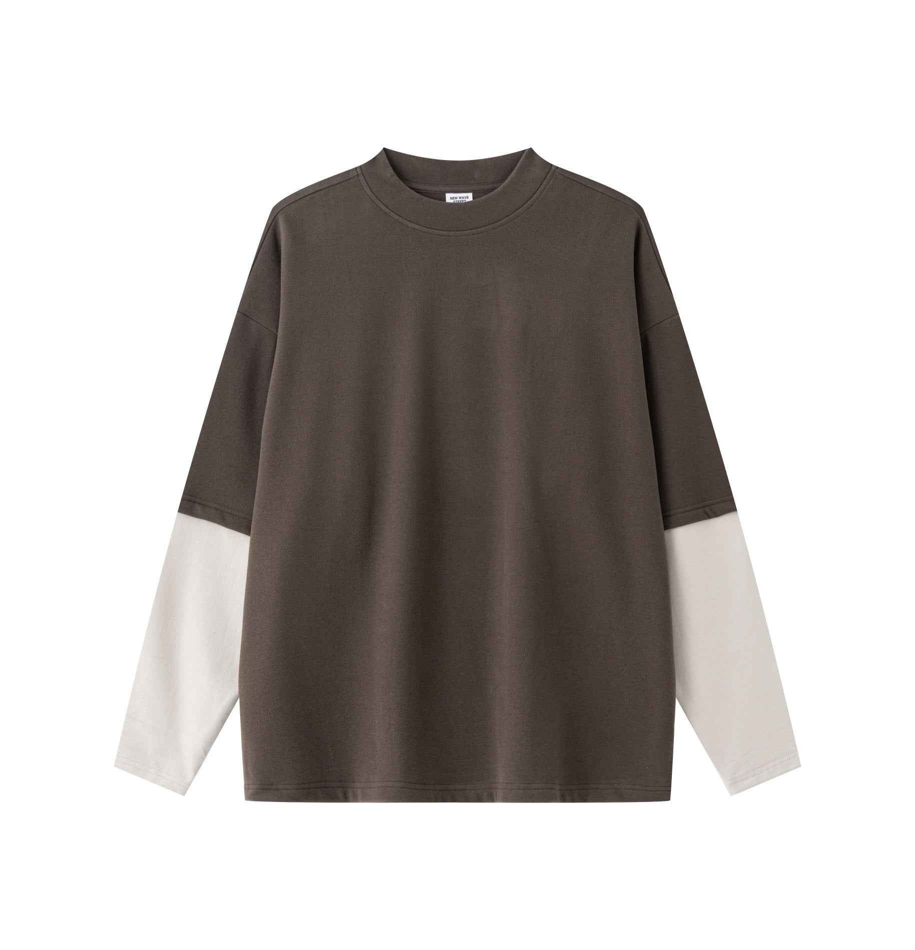 320GSM Unisex Faux Layered Solid Color Base Layer Long-Sleeve Tee