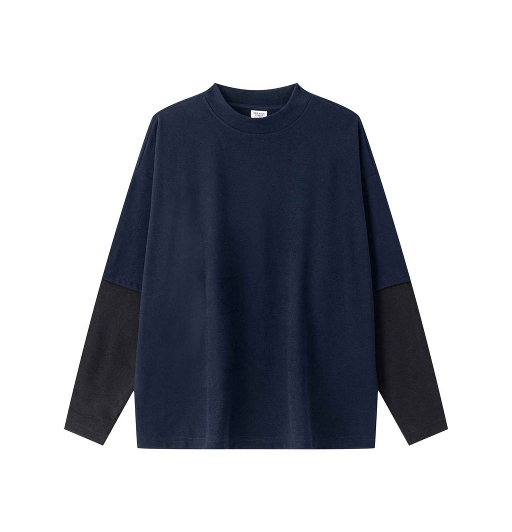 320GSM Unisex Faux Layered Solid Color Base Layer Long-Sleeve Tee