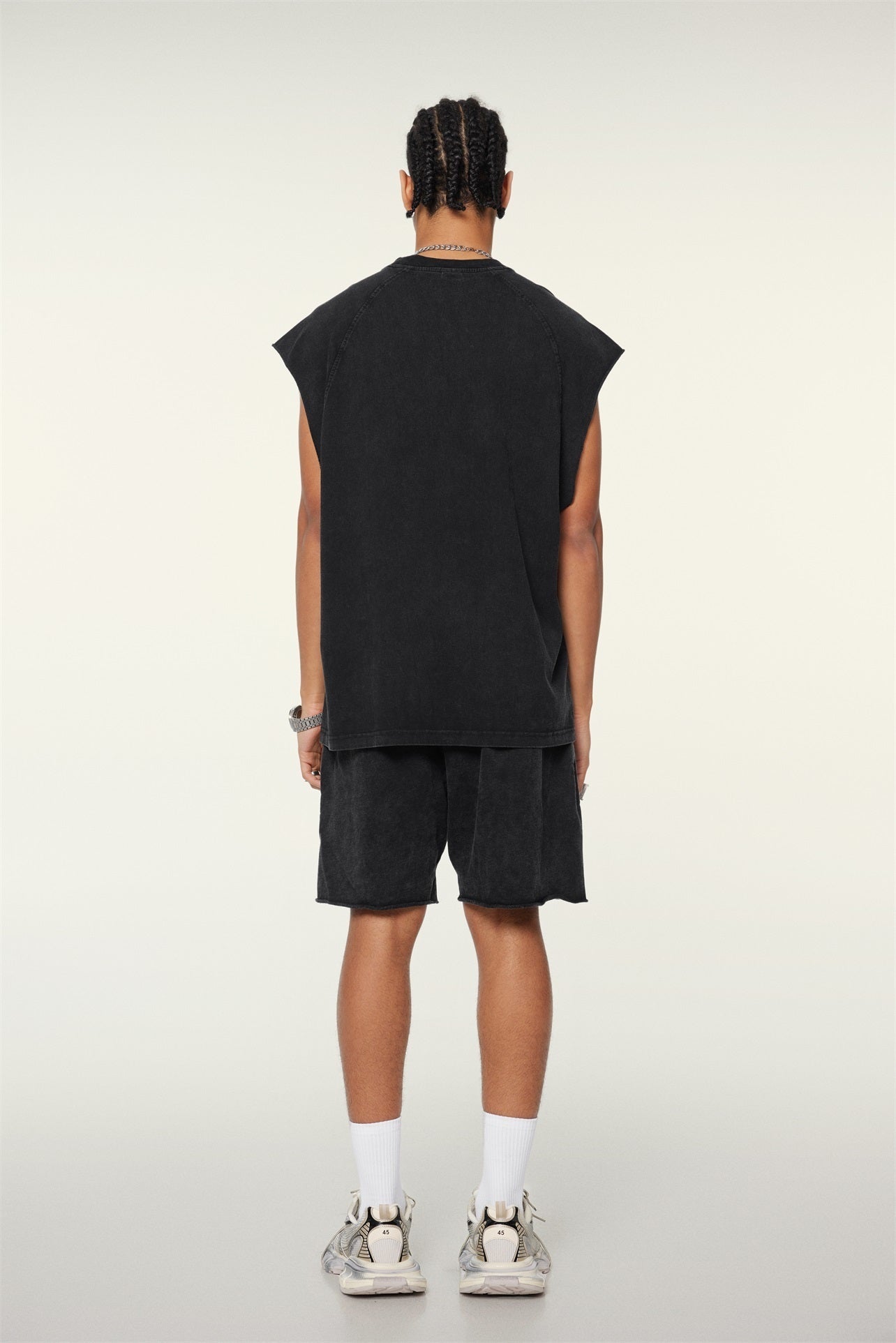 285GSM Men‘s Raglan-Style Snow-Wash Muscle Tee