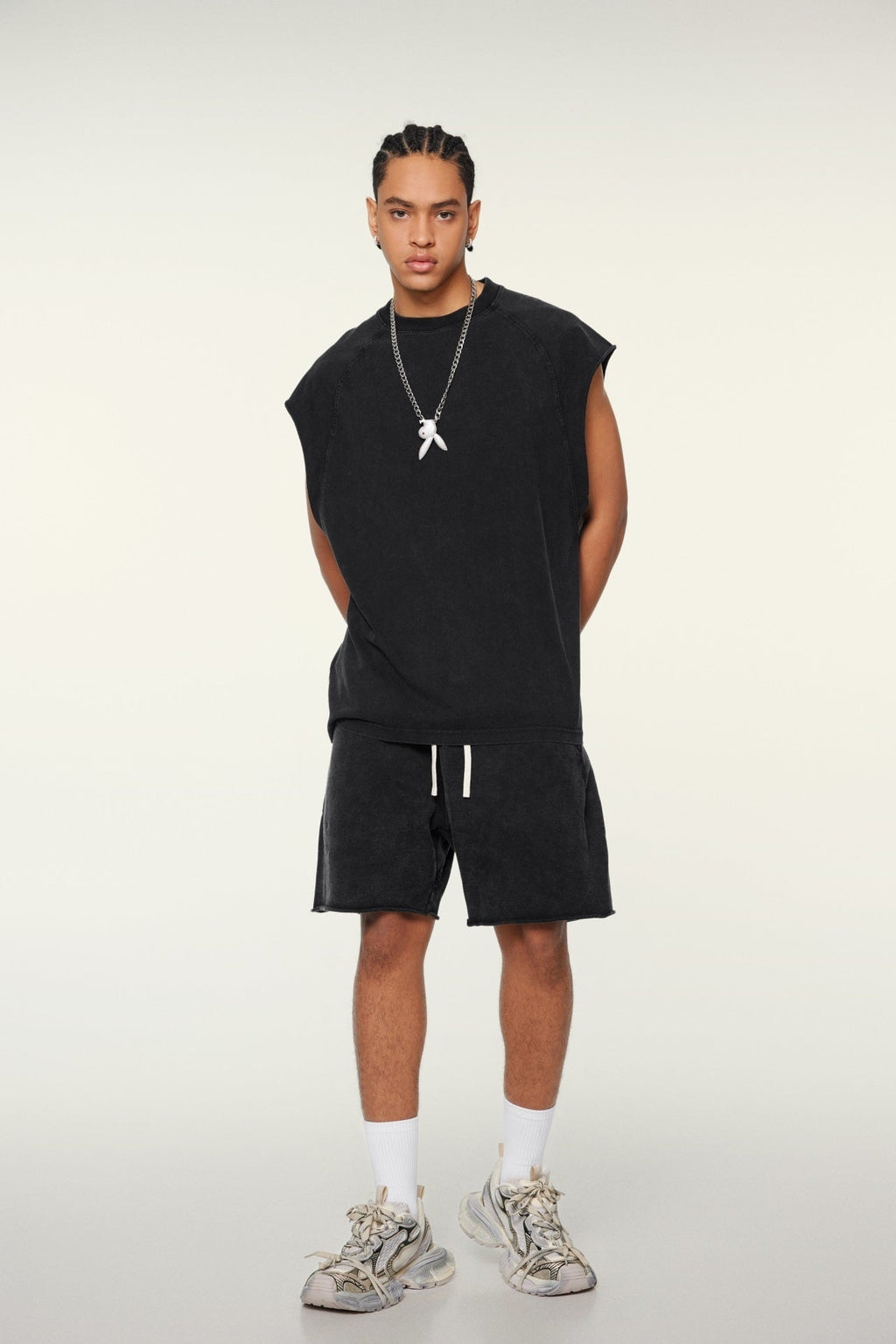 285GSM Men‘s Raglan-Style Snow-Wash Muscle Tee