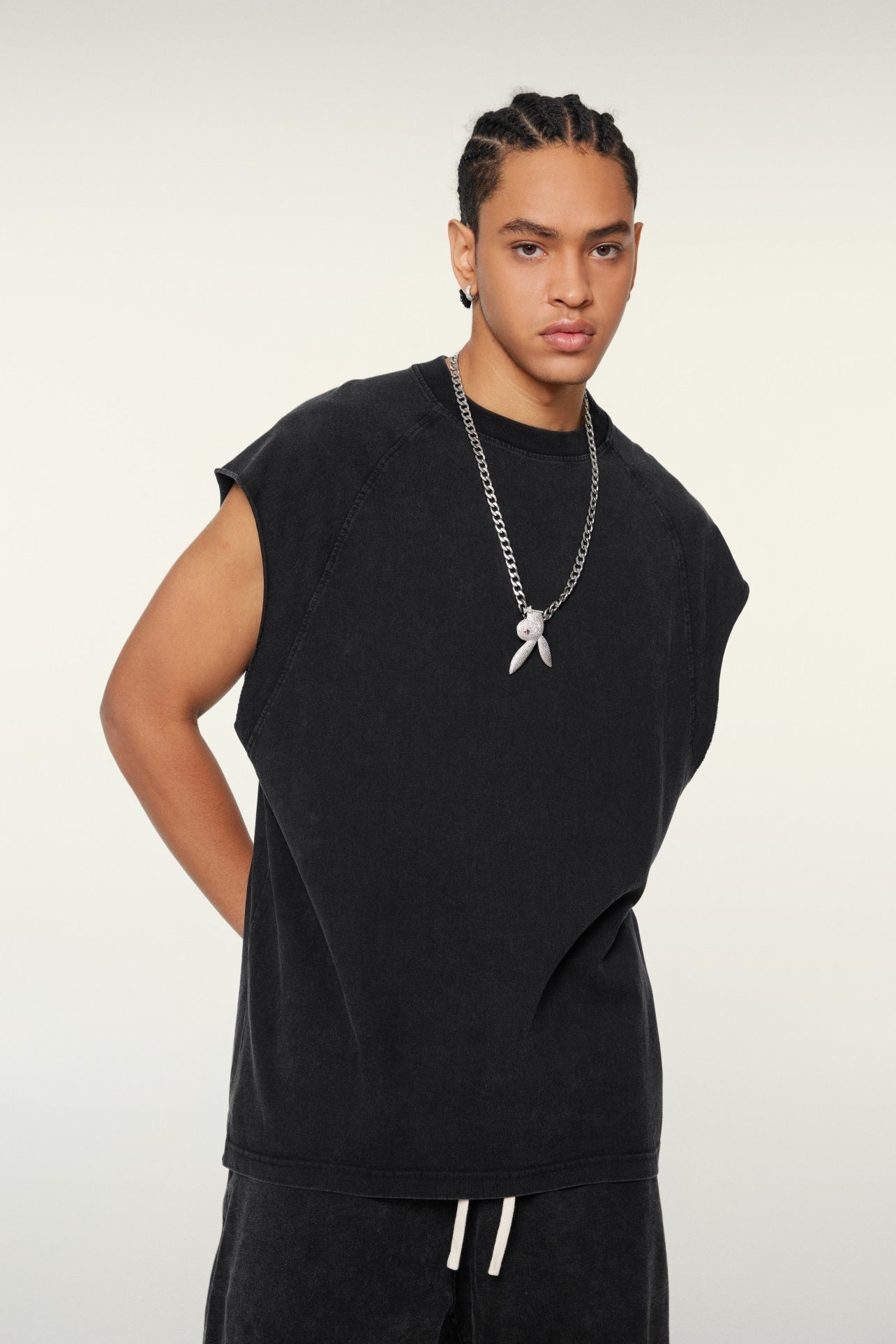 285GSM Men‘s Raglan-Style Snow-Wash Muscle Tee