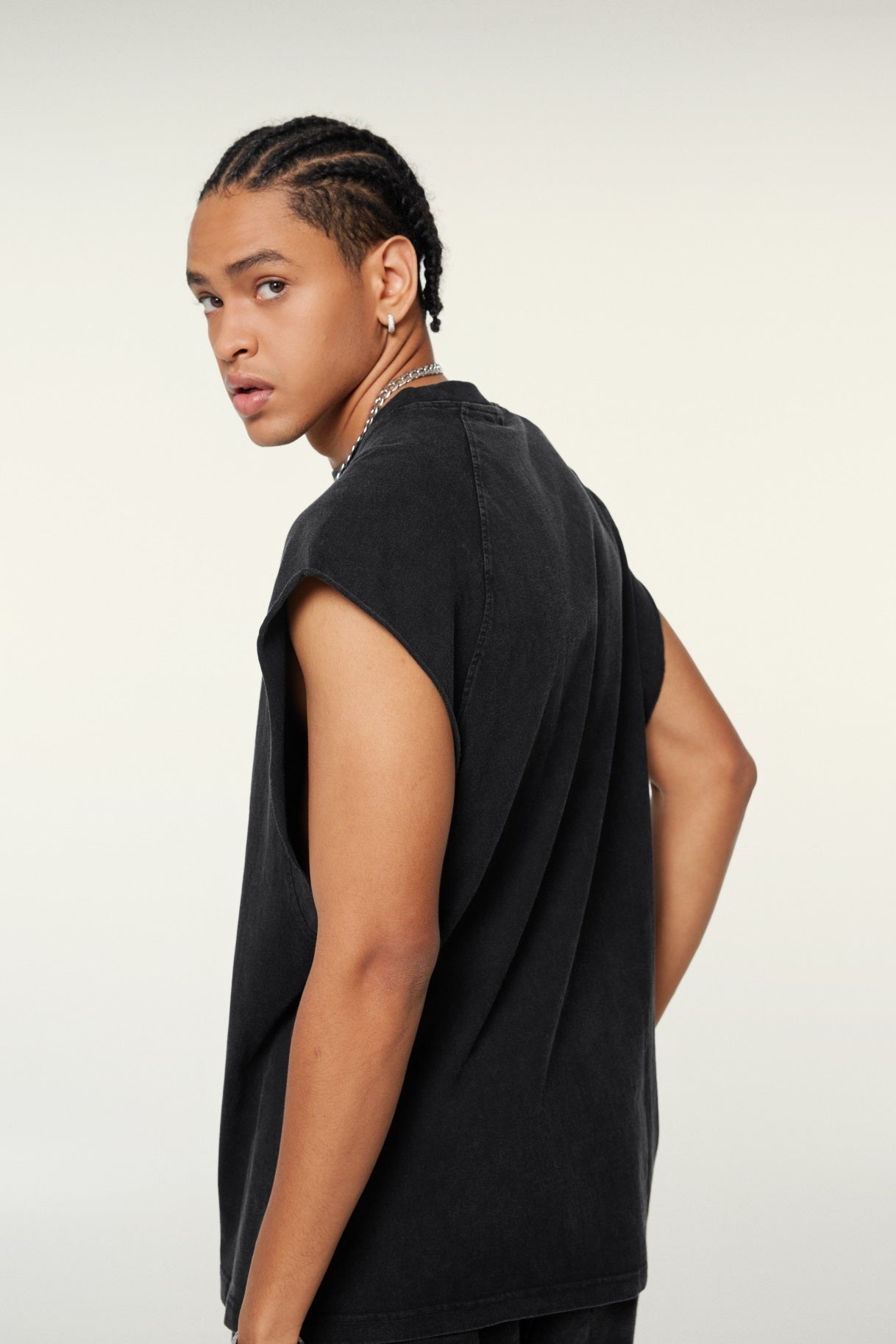 285GSM Men‘s Raglan-Style Snow-Wash Muscle Tee