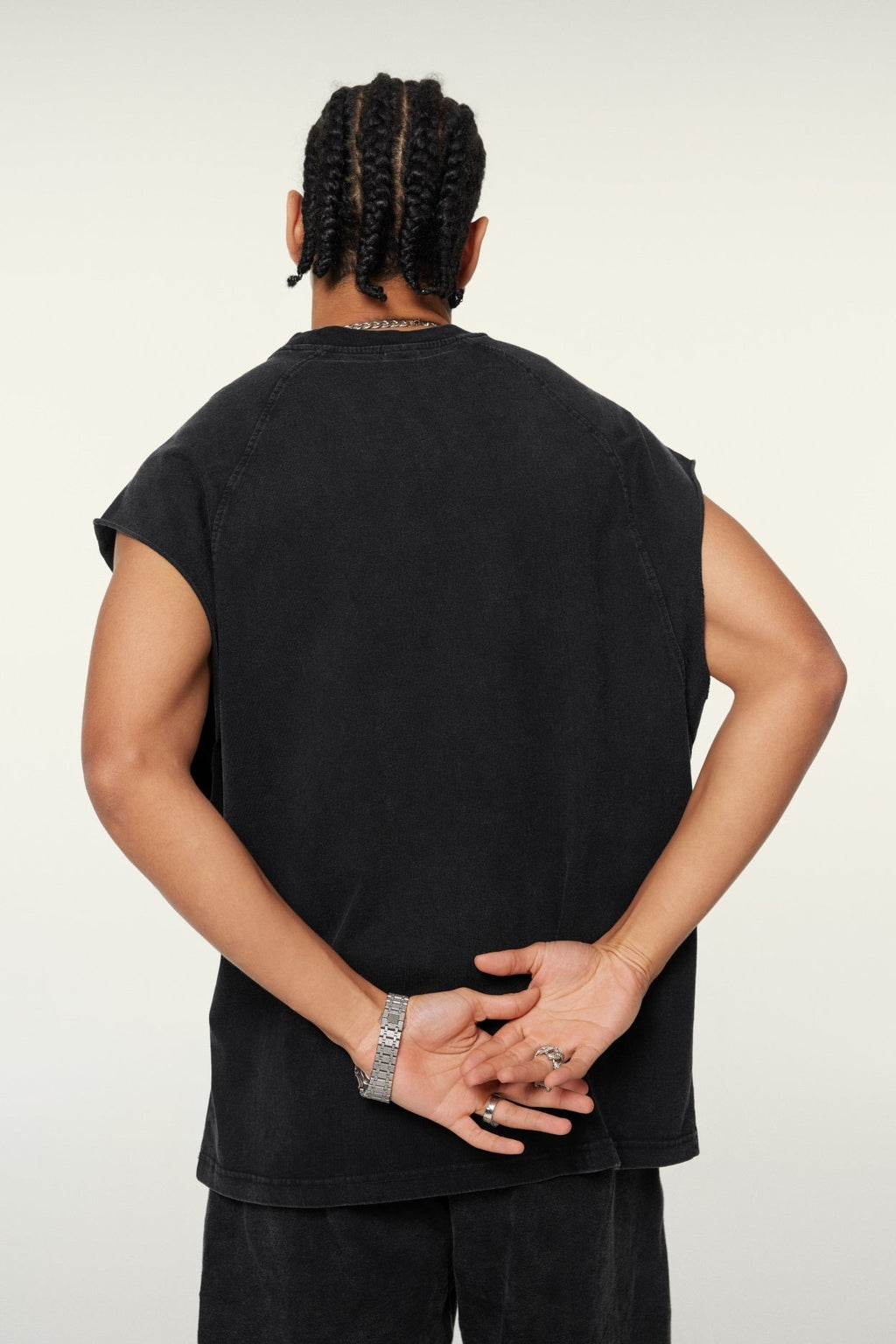 285GSM Men‘s Raglan-Style Snow-Wash Muscle Tee
