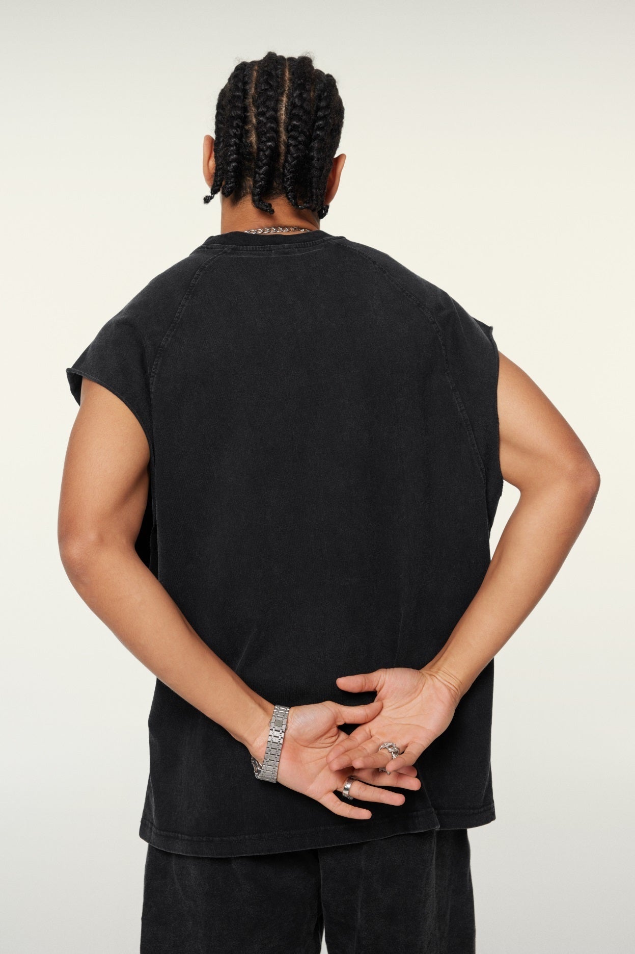 285GSM Men‘s Raglan-Style Snow-Wash Muscle Tee