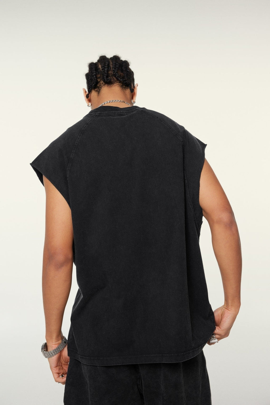 285GSM Men‘s Raglan-Style Snow-Wash Muscle Tee
