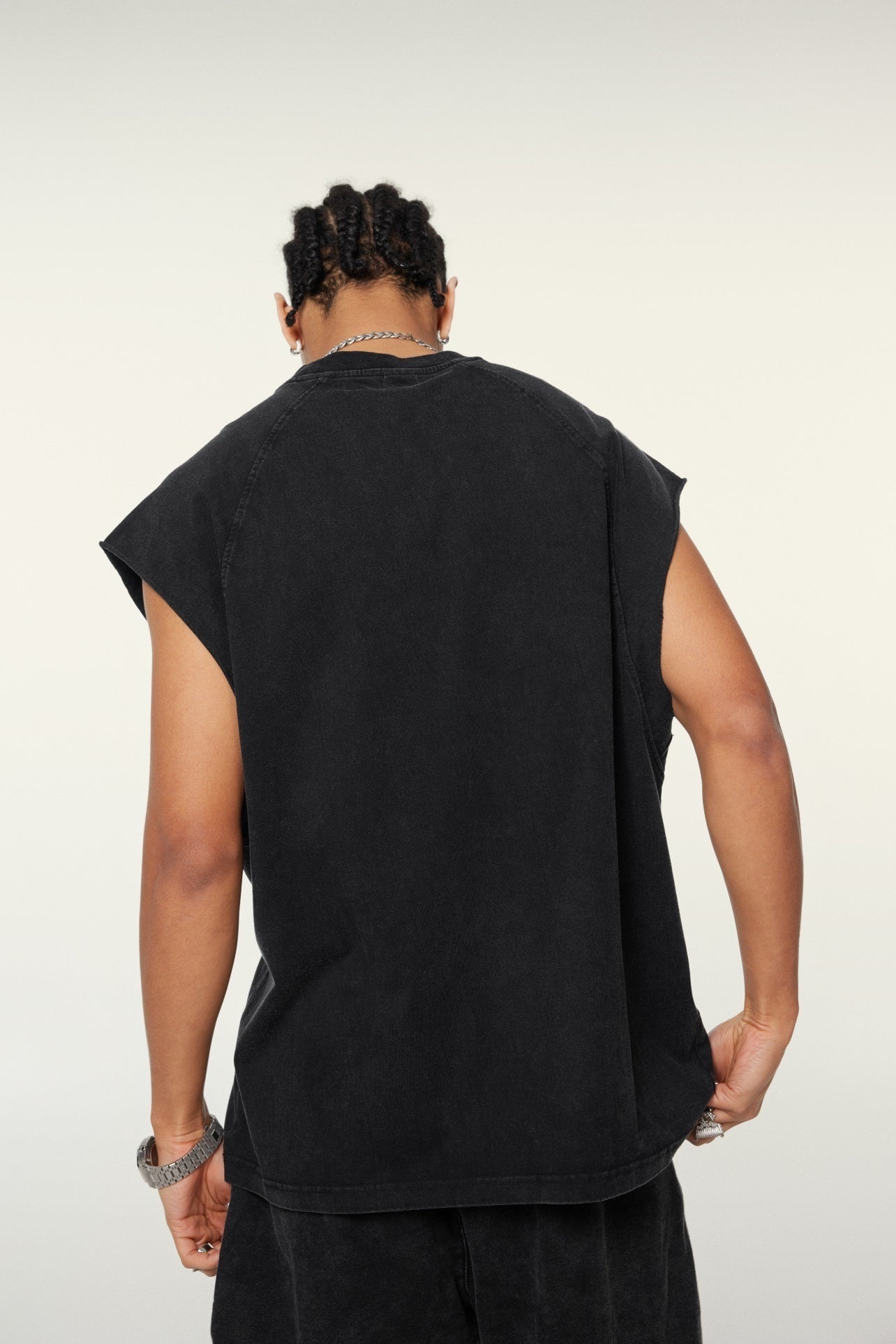 285GSM Men‘s Raglan-Style Snow-Wash Muscle Tee