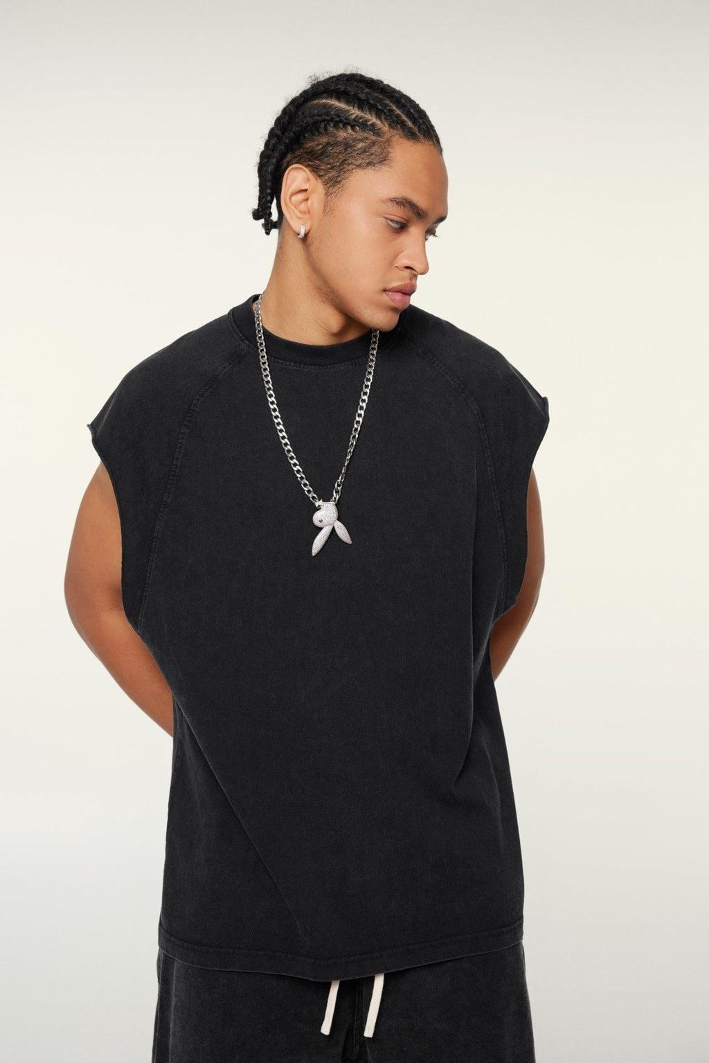 285GSM Men‘s Raglan-Style Snow-Wash Muscle Tee