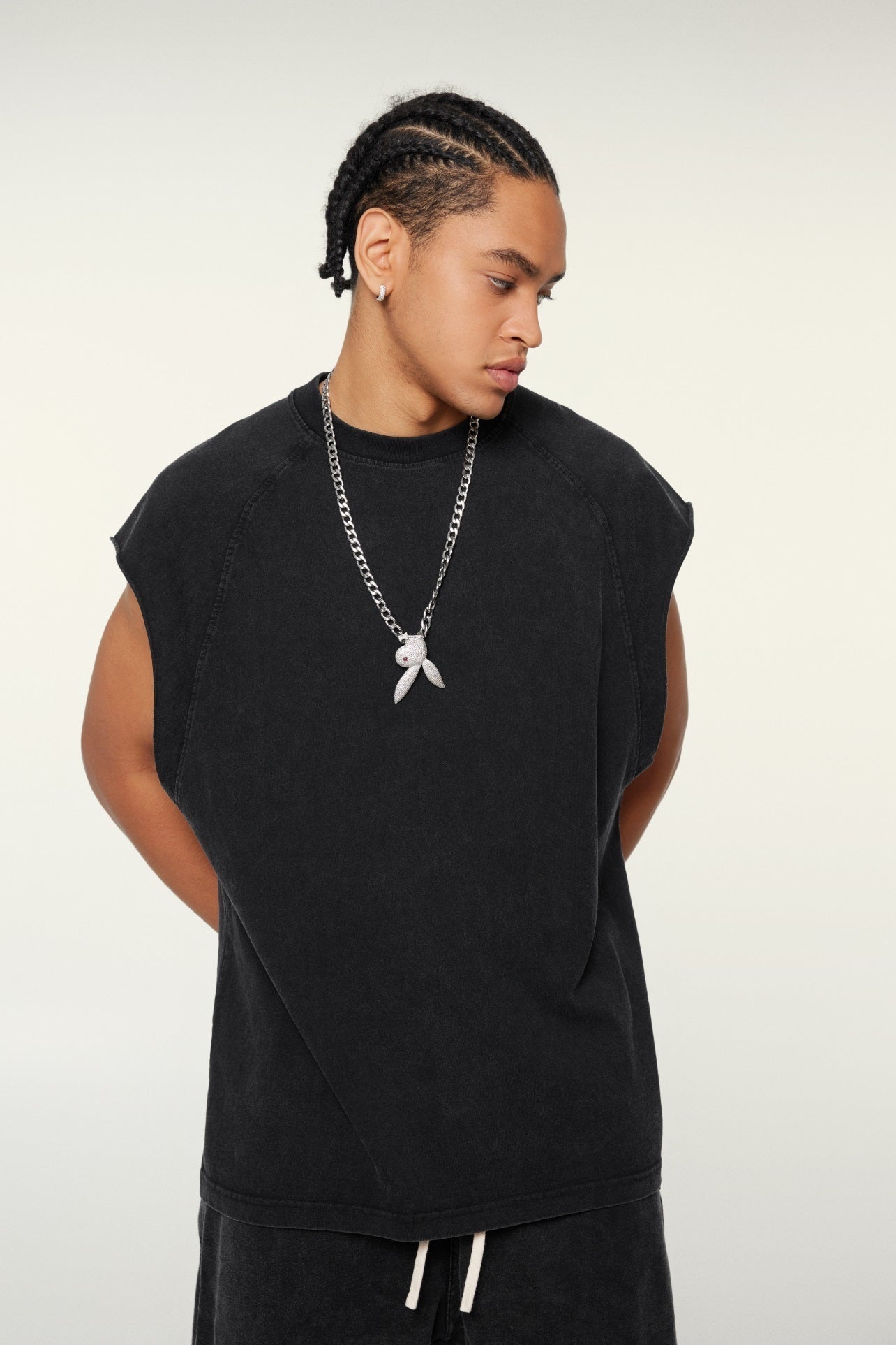 285GSM Men‘s Raglan-Style Snow-Wash Muscle Tee