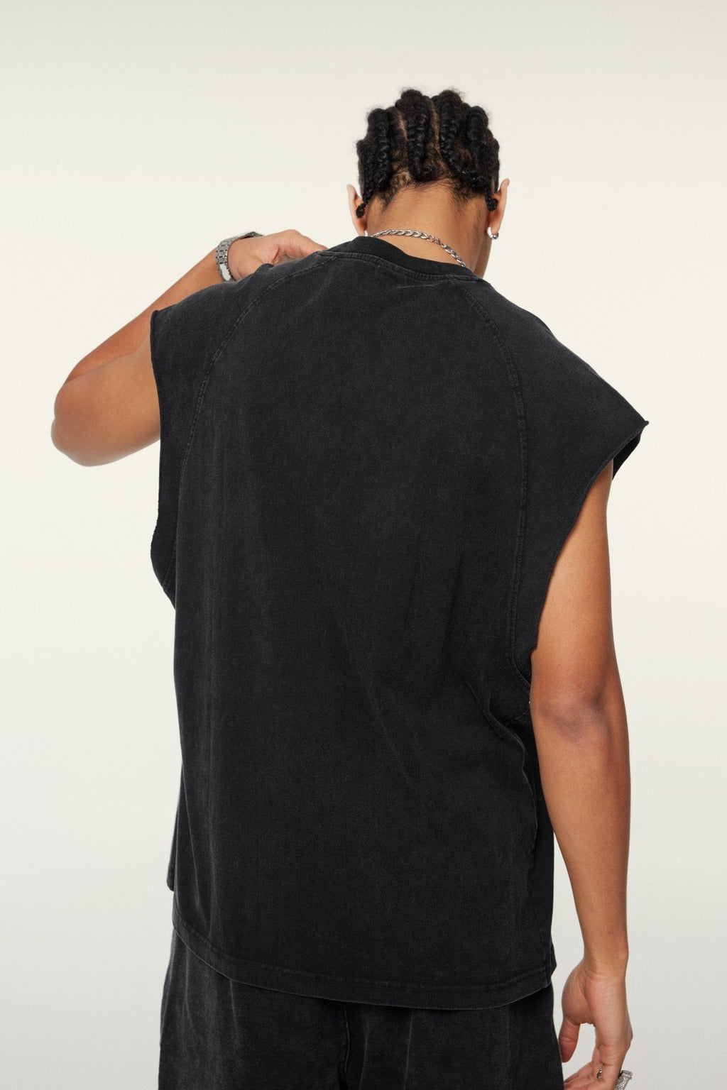 285GSM Men‘s Raglan-Style Snow-Wash Muscle Tee