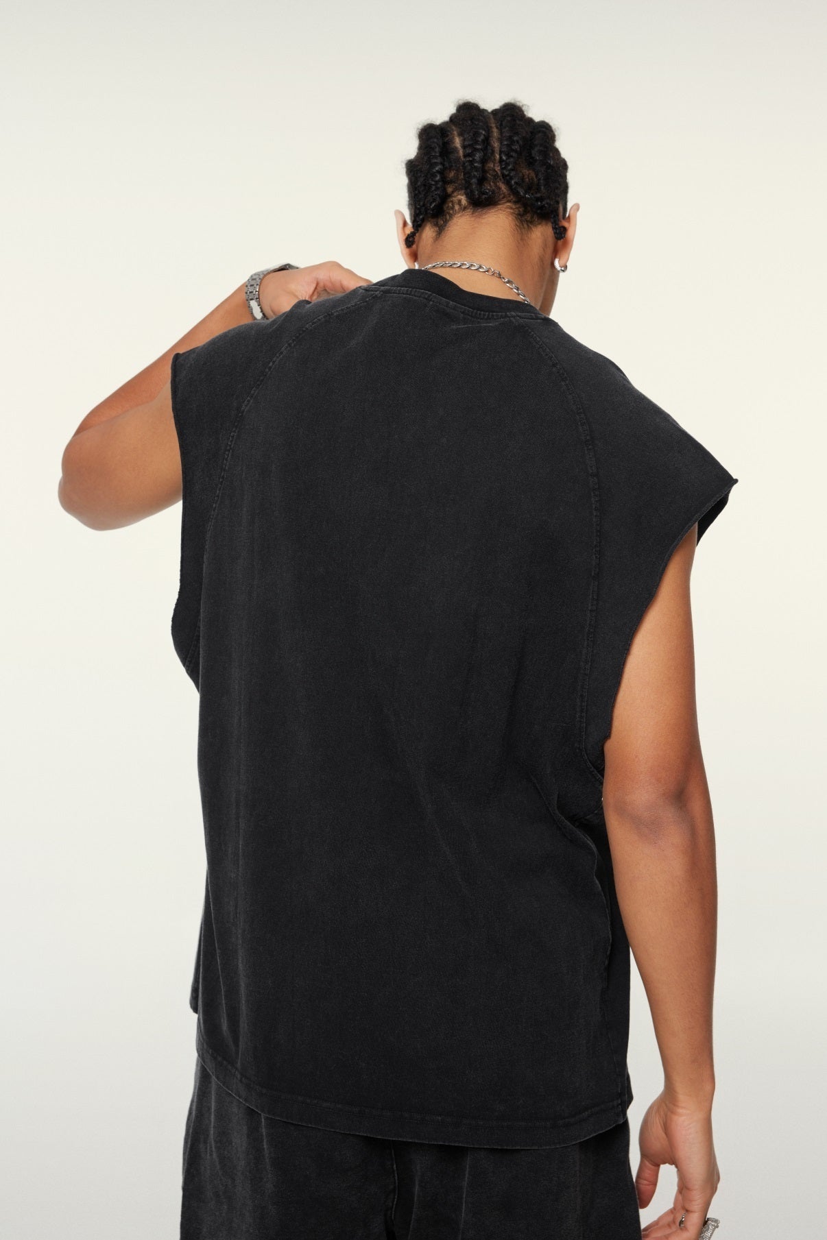 285GSM Men‘s Raglan-Style Snow-Wash Muscle Tee