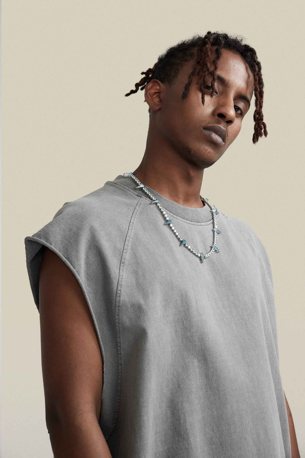 285GSM Men‘s Raglan-Style Snow-Wash Muscle Tee