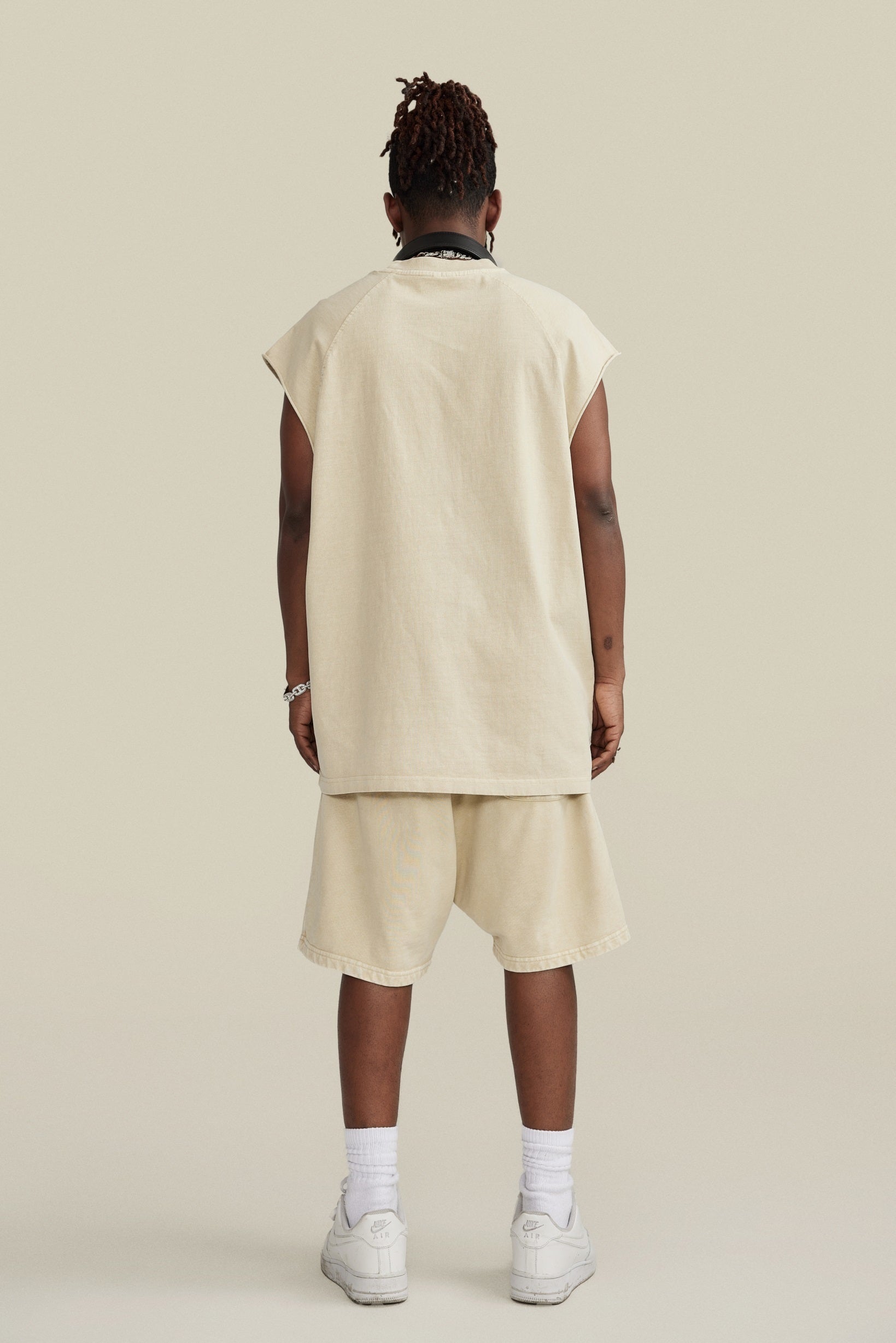 285GSM Men‘s Raglan-Style Snow-Wash Muscle Tee