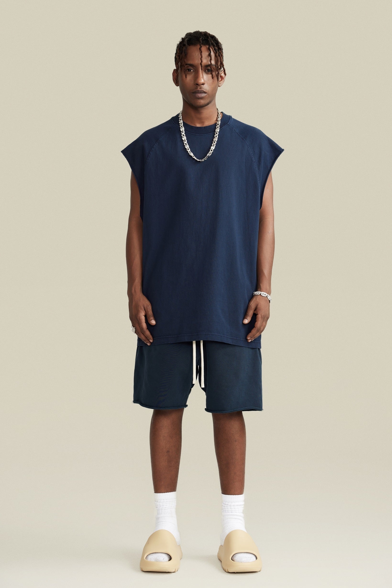 285GSM Men‘s Raglan-Style Snow-Wash Muscle Tee