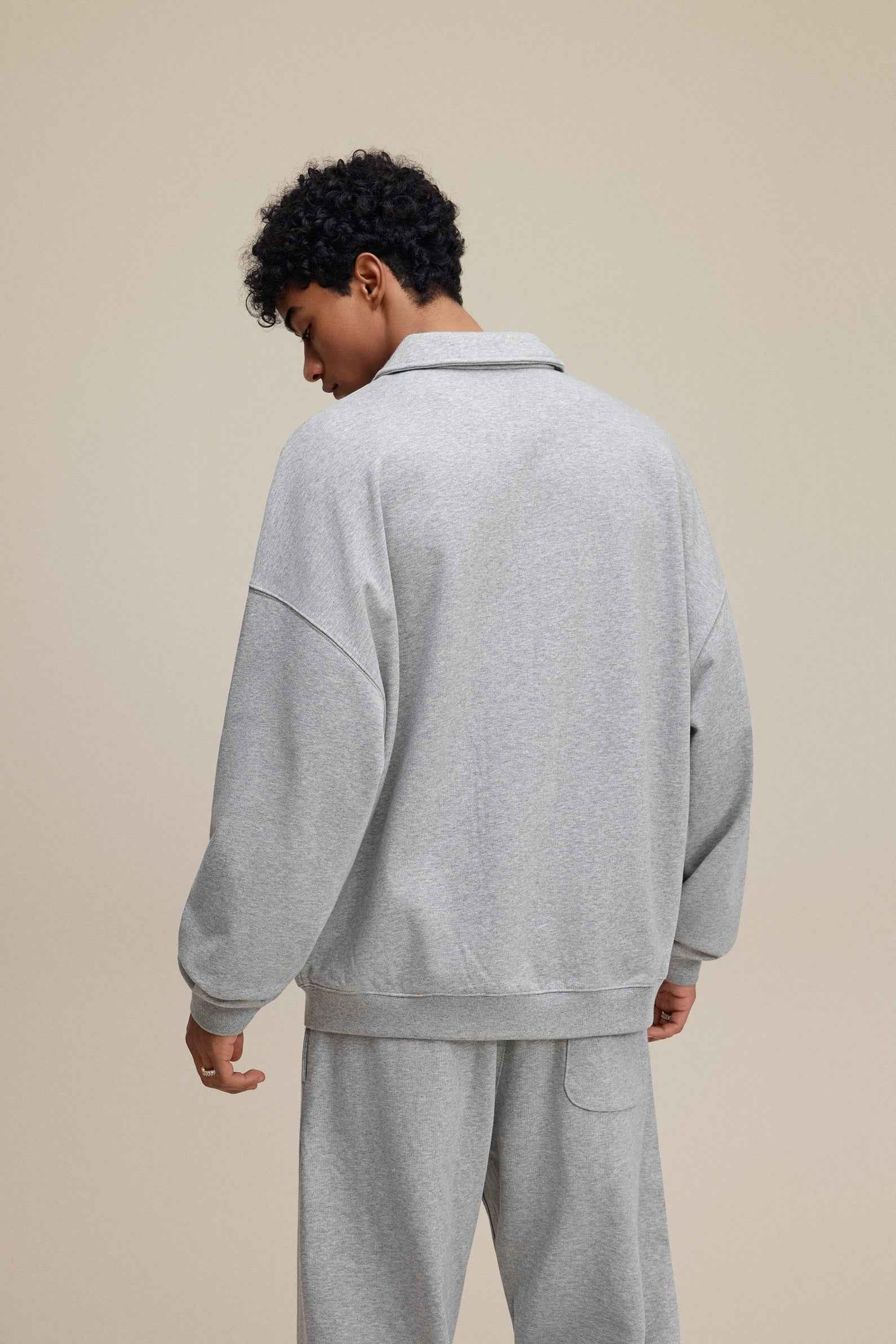 445GSM Men's Heavyweight Zip-Up Collared Hoodie | MUNSIEUR