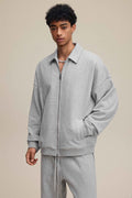 445GSM Men's Heavyweight Zip-Up Collared Hoodie | MUNSIEUR