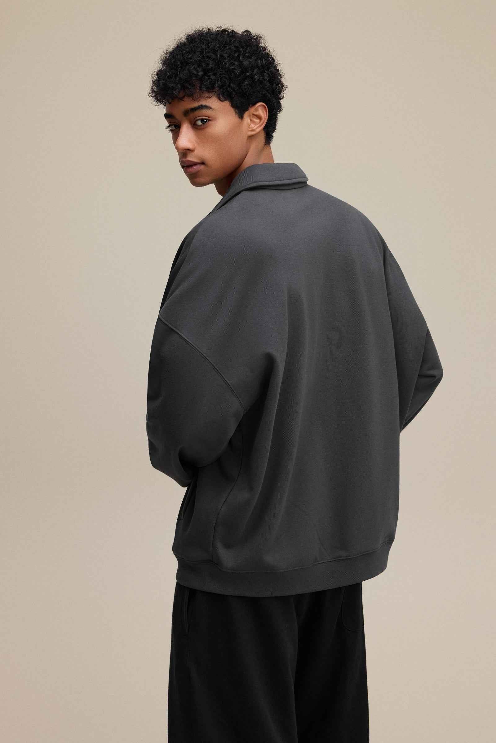 445GSM Men's Heavyweight Zip-Up Collared Hoodie | MUNSIEUR