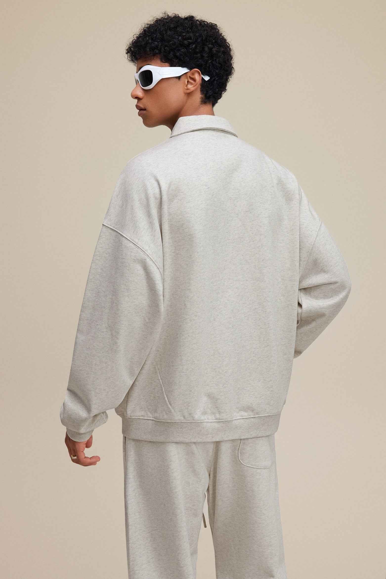 445GSM Men's Heavyweight Zip-Up Collared Hoodie | MUNSIEUR