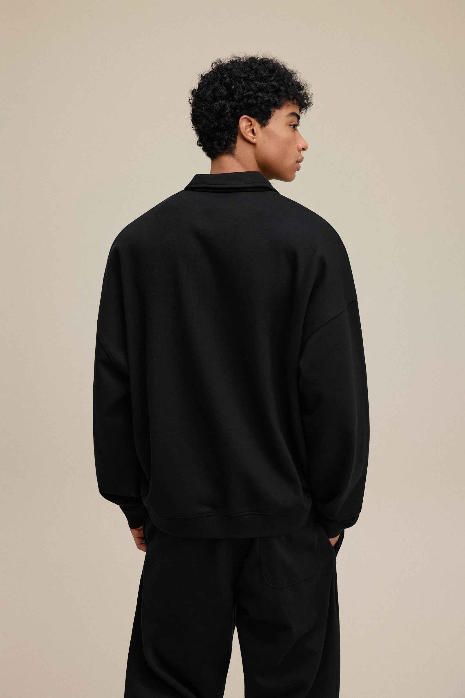 445GSM Men's Heavyweight Zip-Up Collared Hoodie | MUNSIEUR