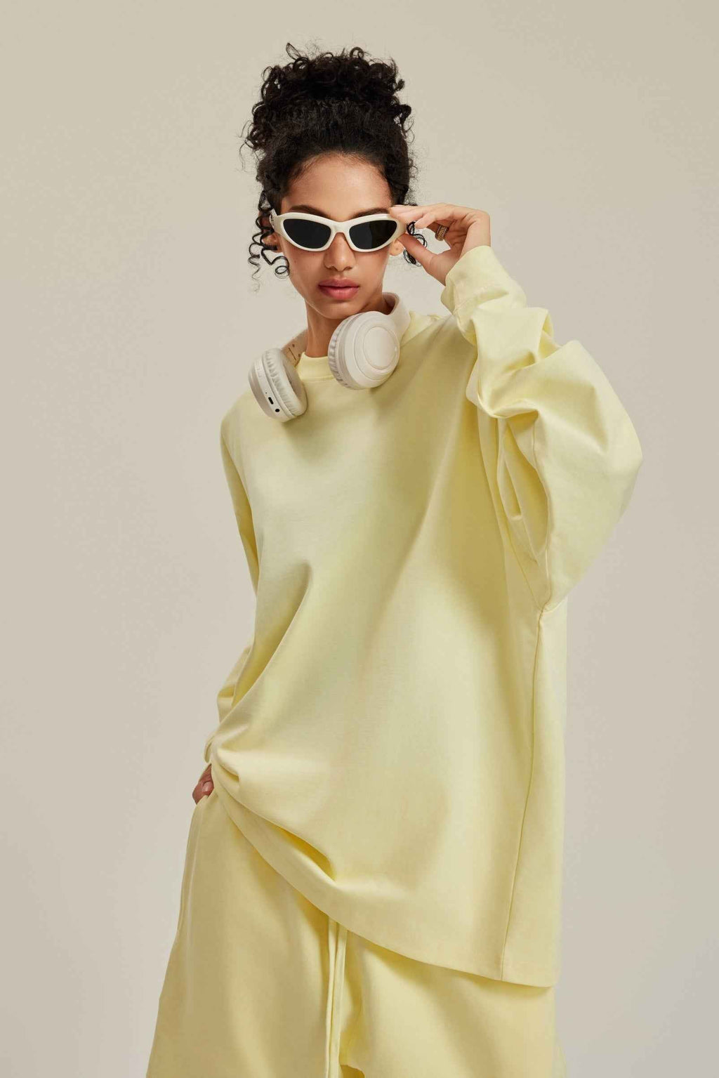 305GSM Unisex Premium Heavyweight Double-Yarn Plain Fabric Earth-Tone Basic Layering Long sleeve Tee