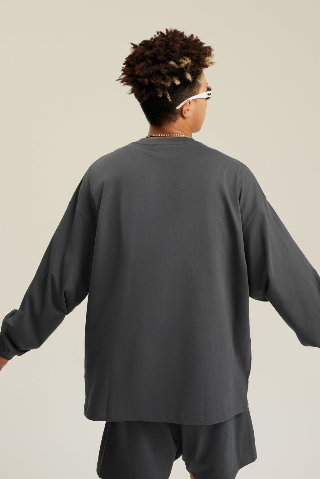 305GSM Unisex Premium Heavyweight Double-Yarn Plain Fabric Earth-Tone Basic Layering Long sleeve Tee