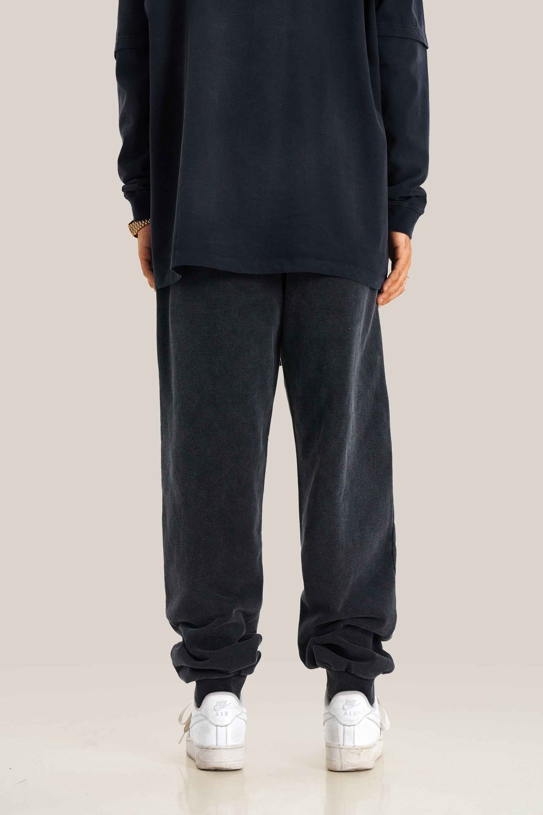 400GSM Men's Heavyweight Snow-Washed Ribbed-Cuff Jogger Pants