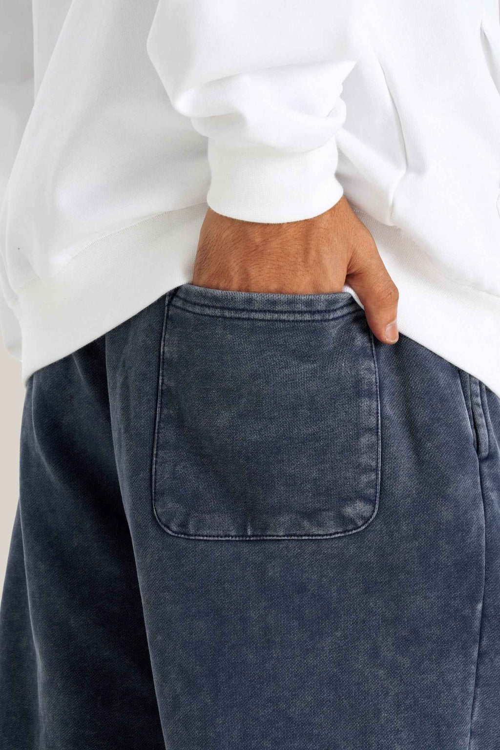 400GSM Men's Heavyweight Snow-Washed Ribbed-Cuff Jogger Pants