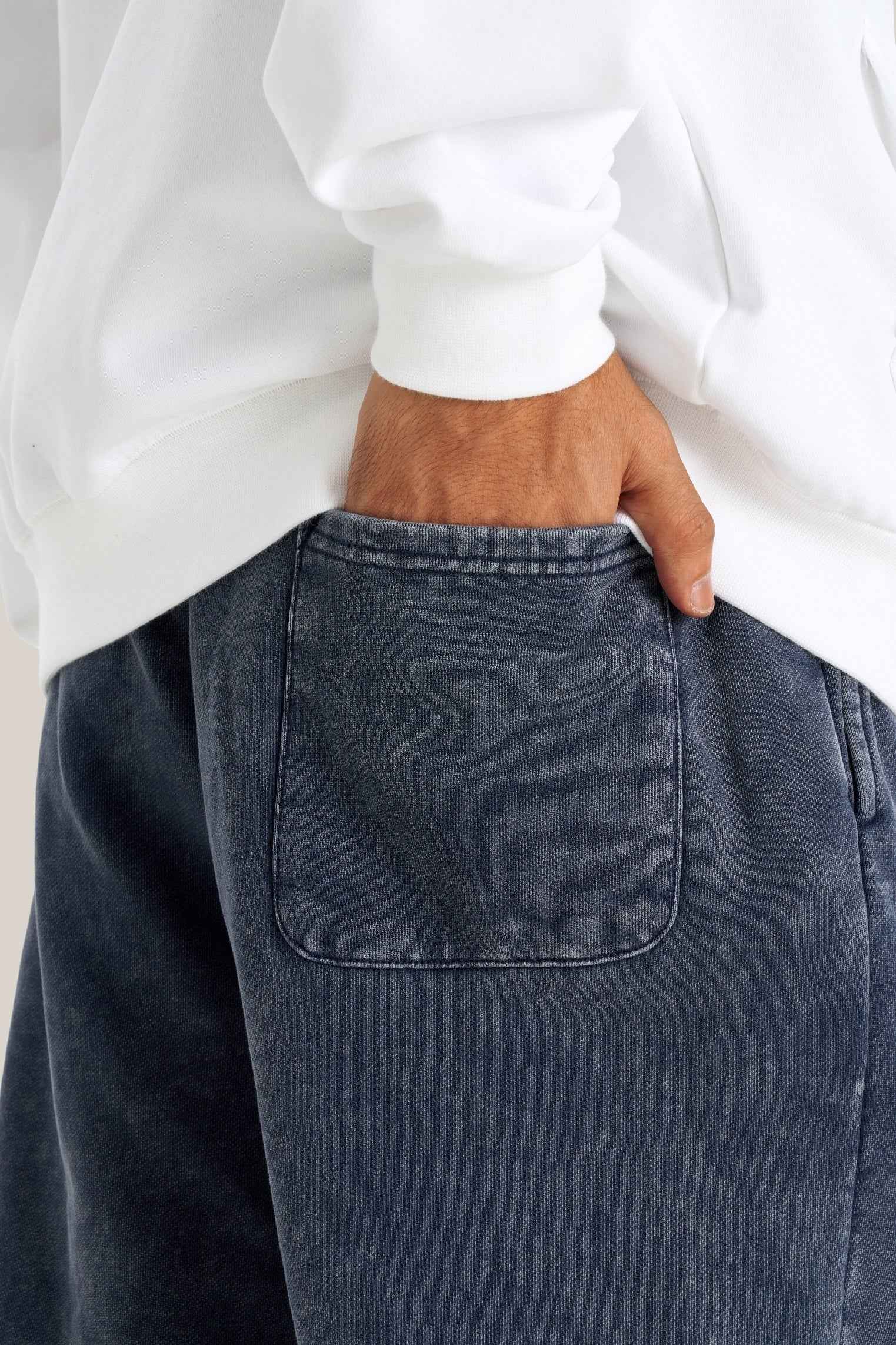 400GSM Men's Heavyweight Snow-Washed Ribbed-Cuff Jogger Pants
