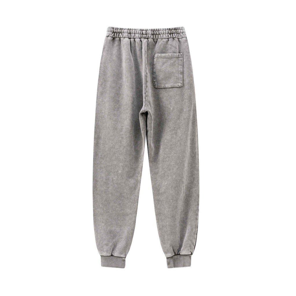 400GSM Men's Heavyweight Snow-Washed Ribbed-Cuff Jogger Pants