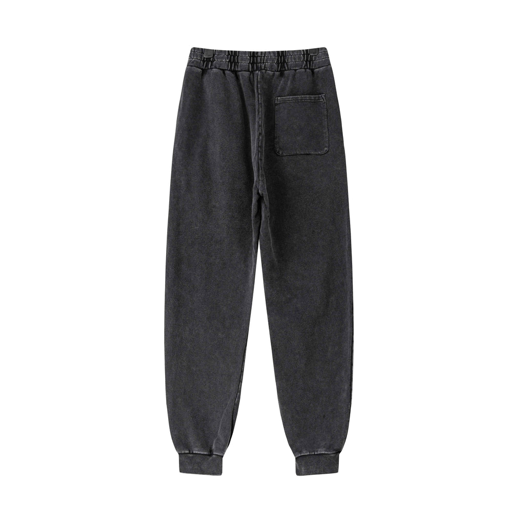 400GSM Men's Heavyweight Snow-Washed Ribbed-Cuff Jogger Pants