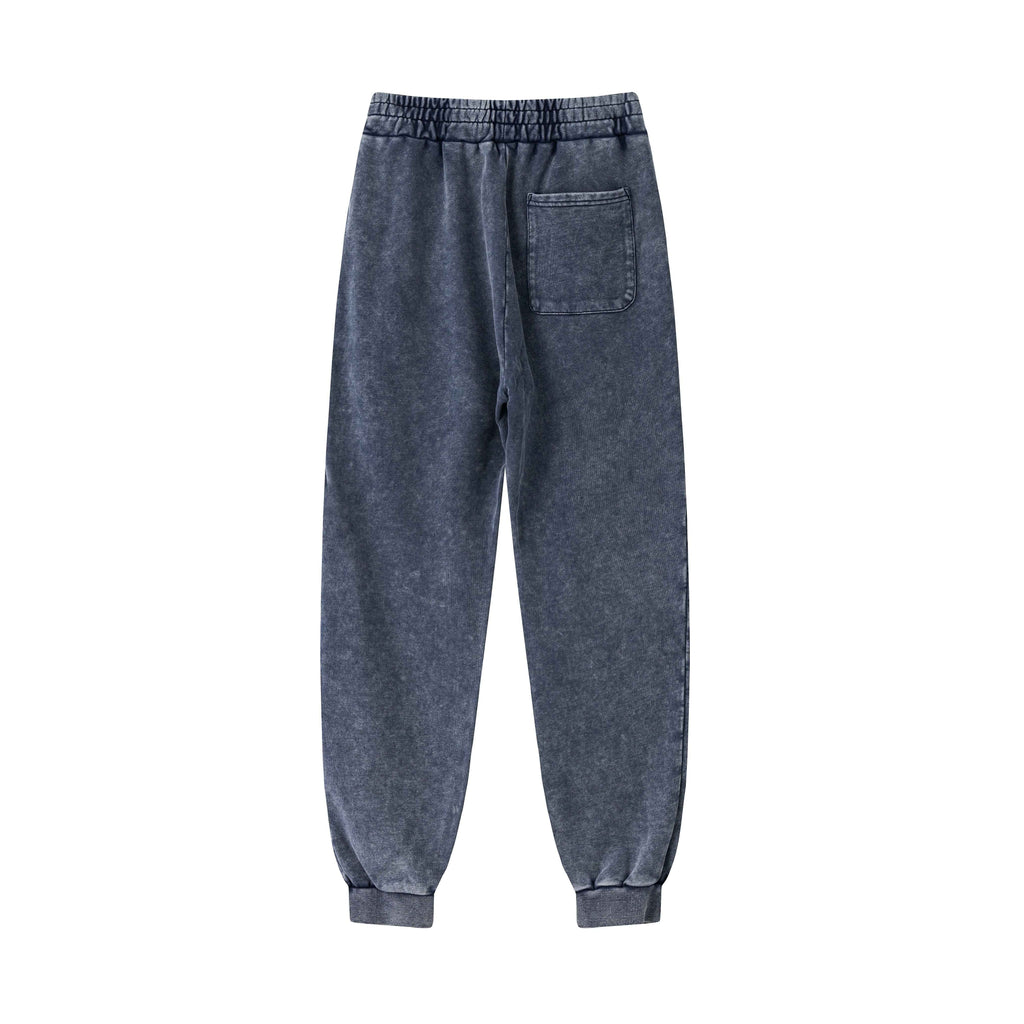 400GSM Men's Heavyweight Snow-Washed Ribbed-Cuff Jogger Pants