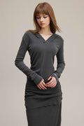 275GSM Women’s Slim-Fit Pigment-Wash Long-Sleeve Sweatshirt