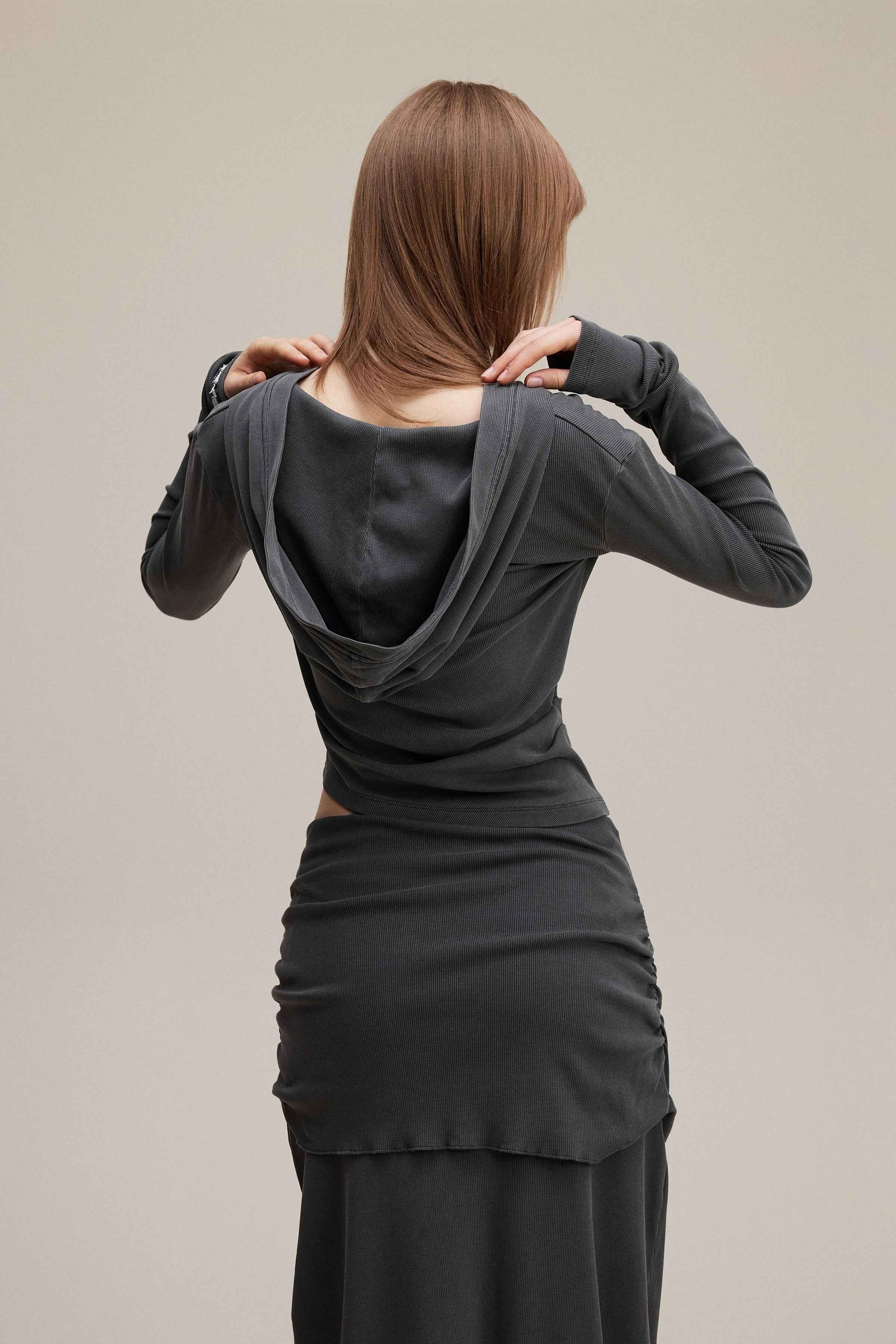275GSM Women’s Slim-Fit Pigment-Wash Long-Sleeve Sweatshirt