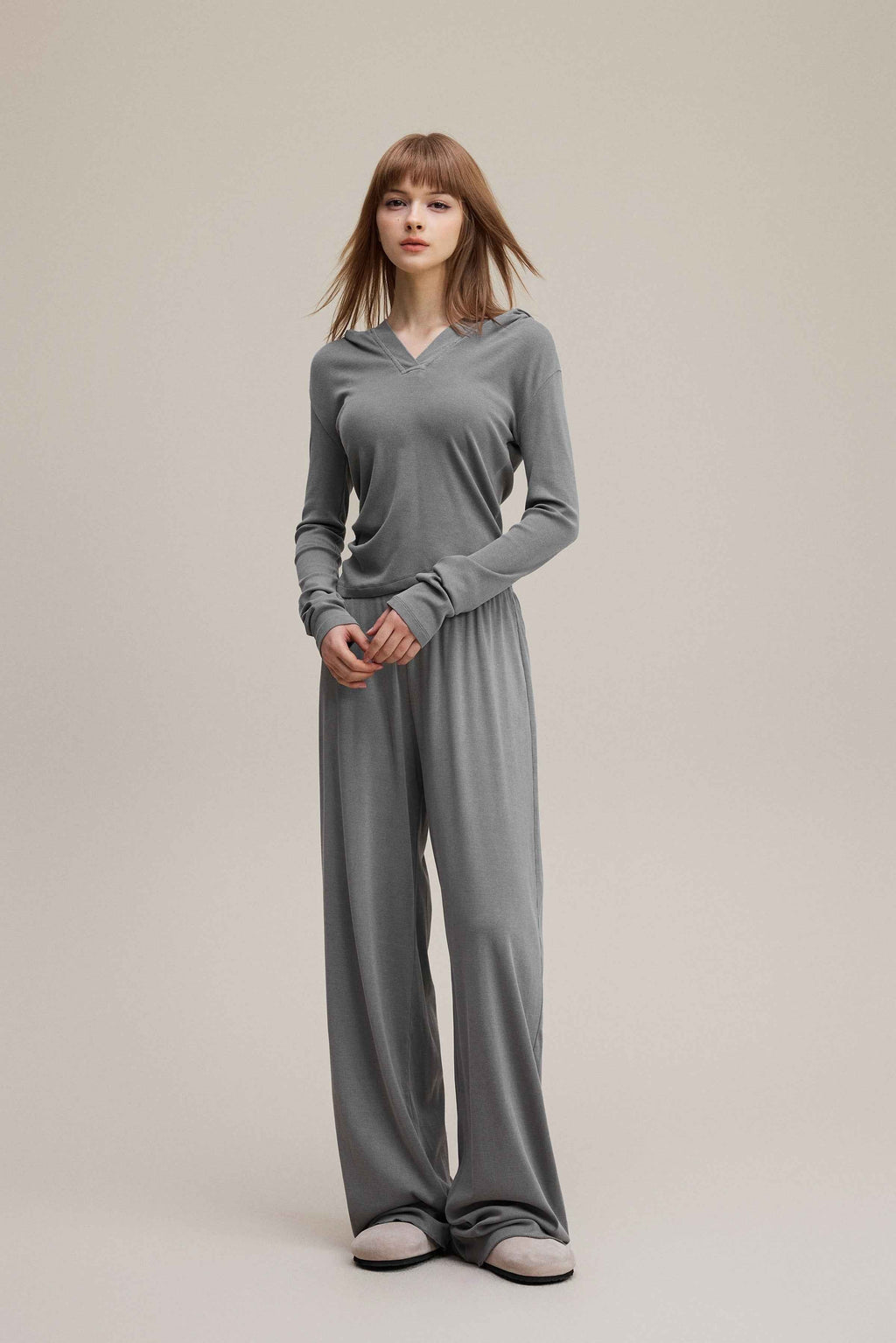 275GSM Women’s Slim-Fit Pigment-Wash Long-Sleeve Sweatshirt