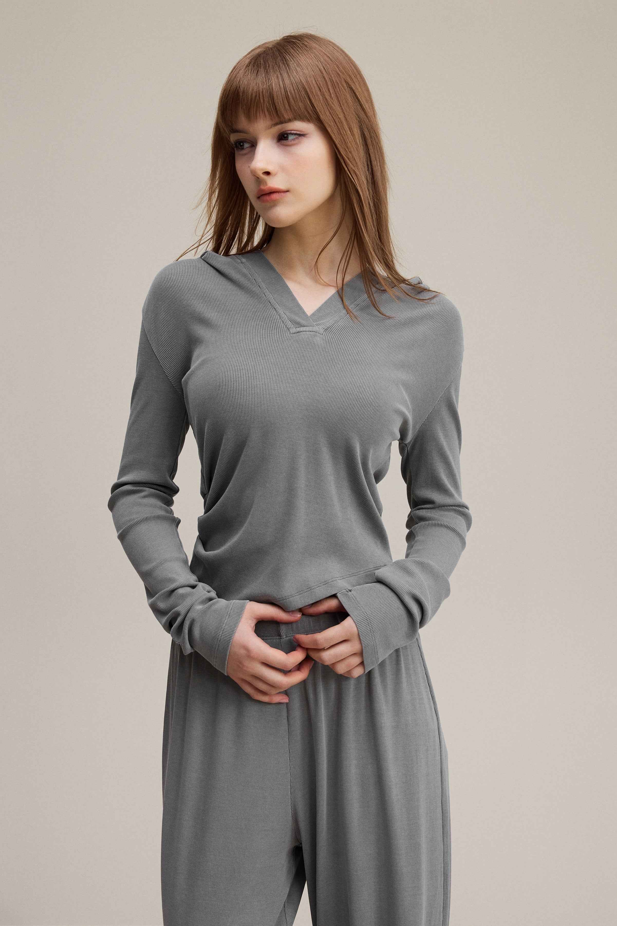 275GSM Women’s Slim-Fit Pigment-Wash Long-Sleeve Sweatshirt