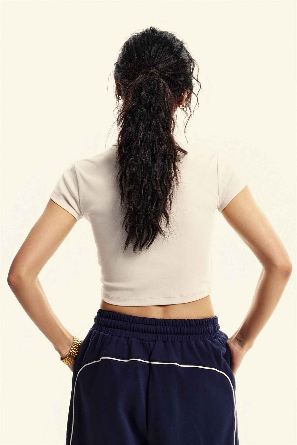 235GSM Women's Washed Stretch Cotton Slim T-shirt