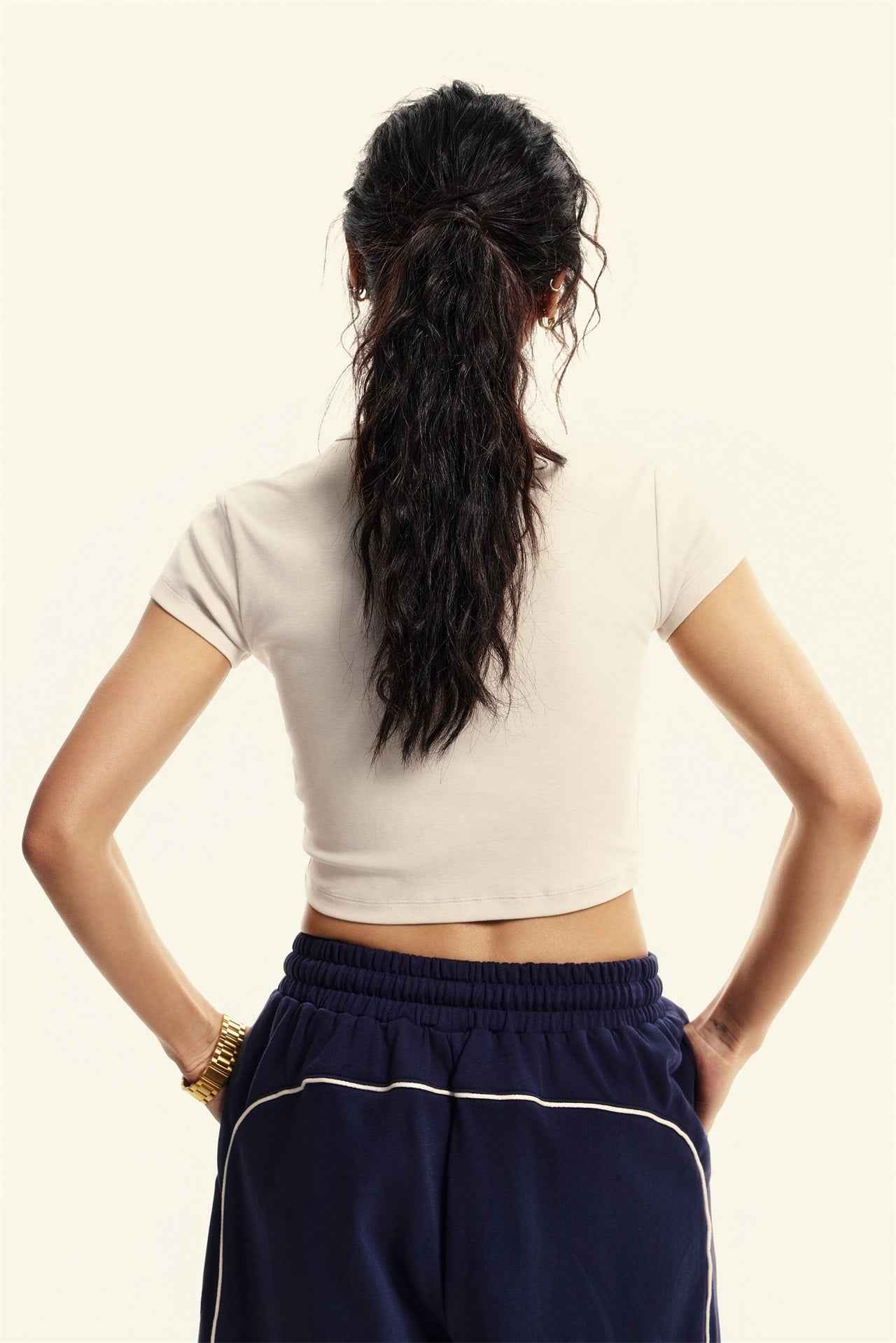 235GSM Women's Washed Stretch Cotton Slim T-shirt
