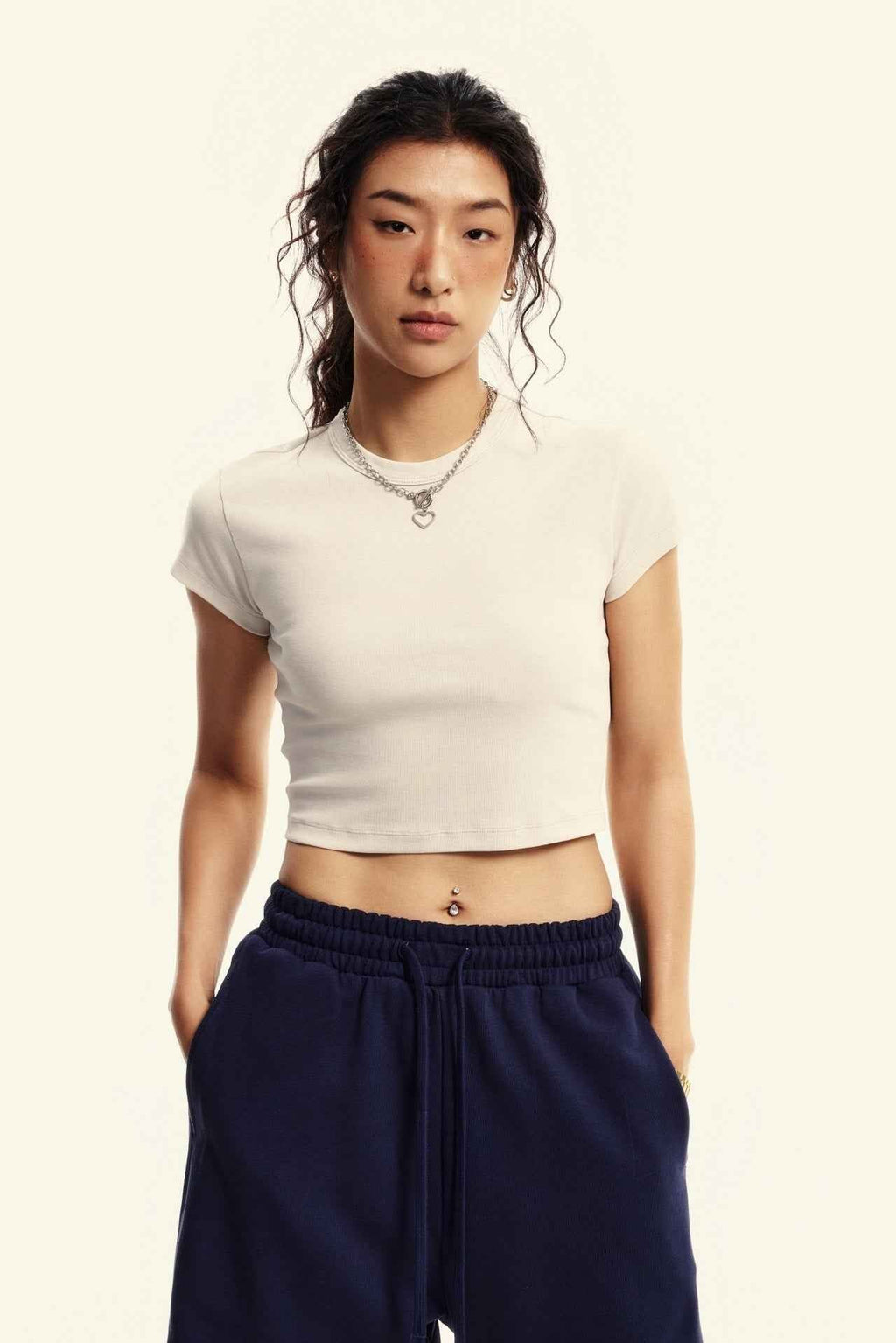235GSM Women's Washed Stretch Cotton Slim T-shirt
