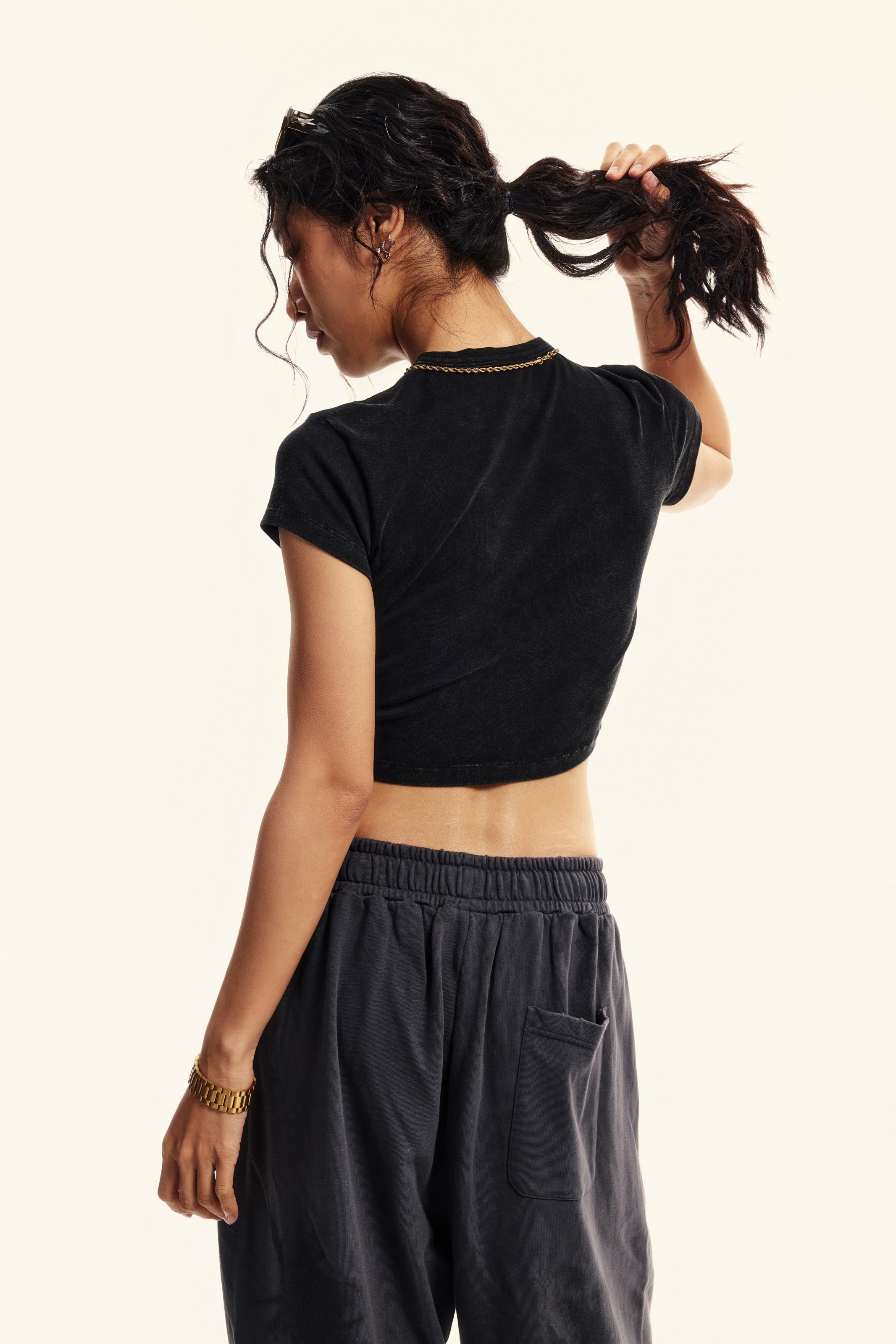 235GSM Women's Washed Stretch Cotton Slim T-shirt