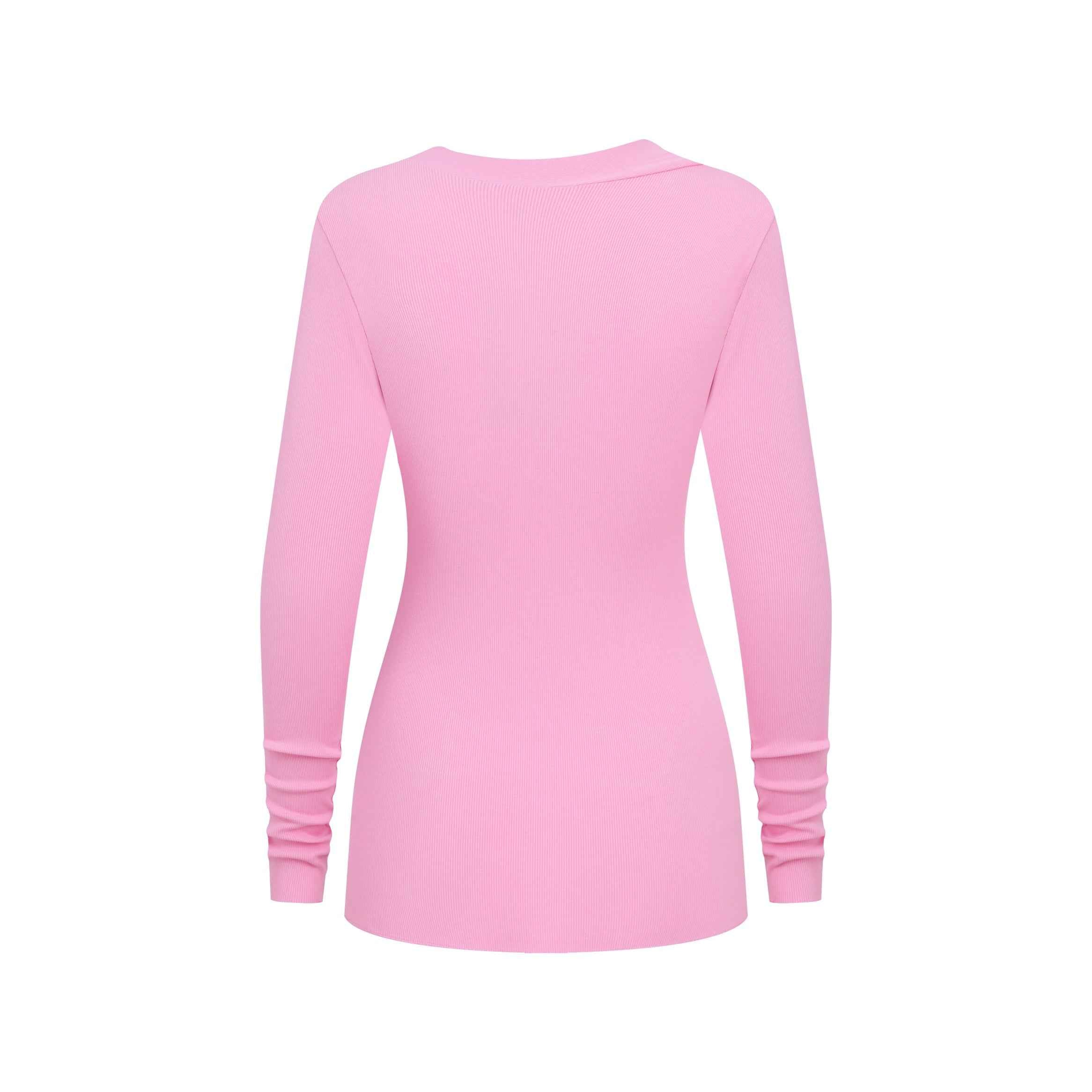 275GSM Women's Slim-Fit Asymmetrical Shoulder Pigment-Wash Long-Sleeve T-shirt