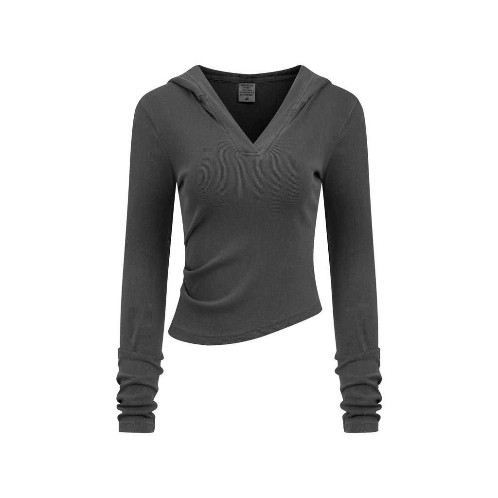 275GSM Women’s Slim-Fit Pigment-Wash Long-Sleeve Sweatshirt