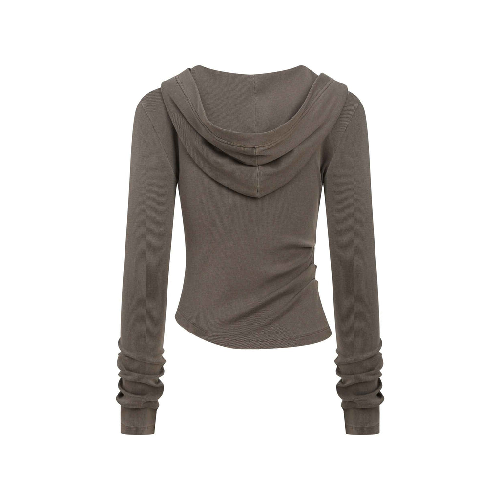 275GSM Women’s Slim-Fit Pigment-Wash Long-Sleeve Sweatshirt